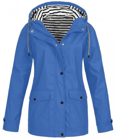 Plus Size Raincoat for Women Waterproof Windbreaker Hoodie Hiking Running Sport Hooded Rain Jackets with Pockets 01 Light Blu...