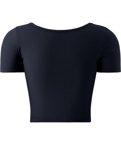Lightweight Crop Tops Slim Fit Stretchy Workout Shirts for Women Blue,navy $11.25 T-Shirts