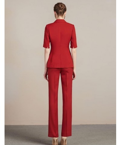 Womens 2 Piece Suit Set Half Sleeve Blazer and Pants Casual Business Work Office Special Occasions Khaki $29.70 Suits