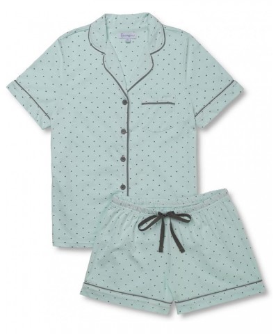 Pajamas For Women - Womens Pajama Short Sets, 100% Cotton Mint - Polka Dot $26.94 Sleep & Lounge