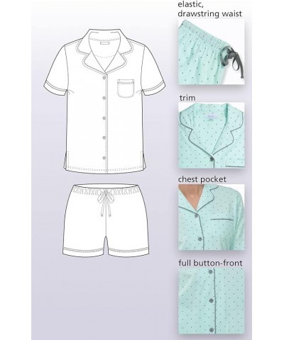 Pajamas For Women - Womens Pajama Short Sets, 100% Cotton Mint - Polka Dot $26.94 Sleep & Lounge