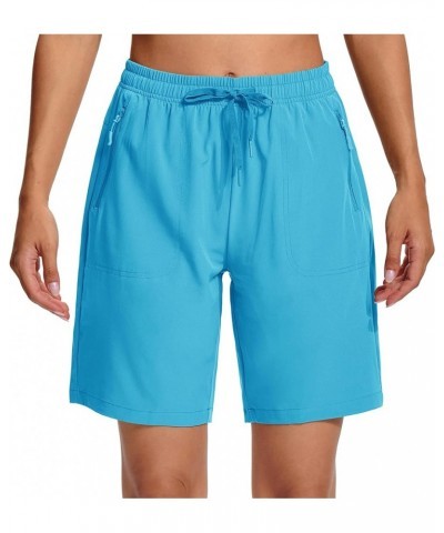 Women's Hiking Cargo Shorts 8" Quick Dry Lightweight Outdoor Summer Shorts Athletic Travel with Zipper Pockets Lake Blue $14....