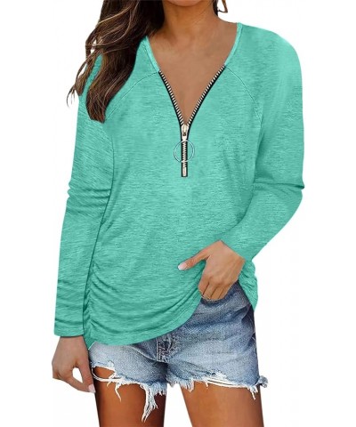 Ladies Solid Color Casual V-Neck Short Sleeve Top Cheap-2-mint Green $6.88 T-Shirts