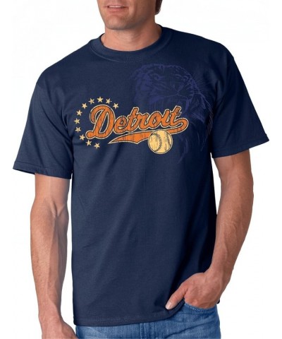 Men's & Women's Short Sleeve Baseball Shirt Detroit -Navy $14.33 T-Shirts