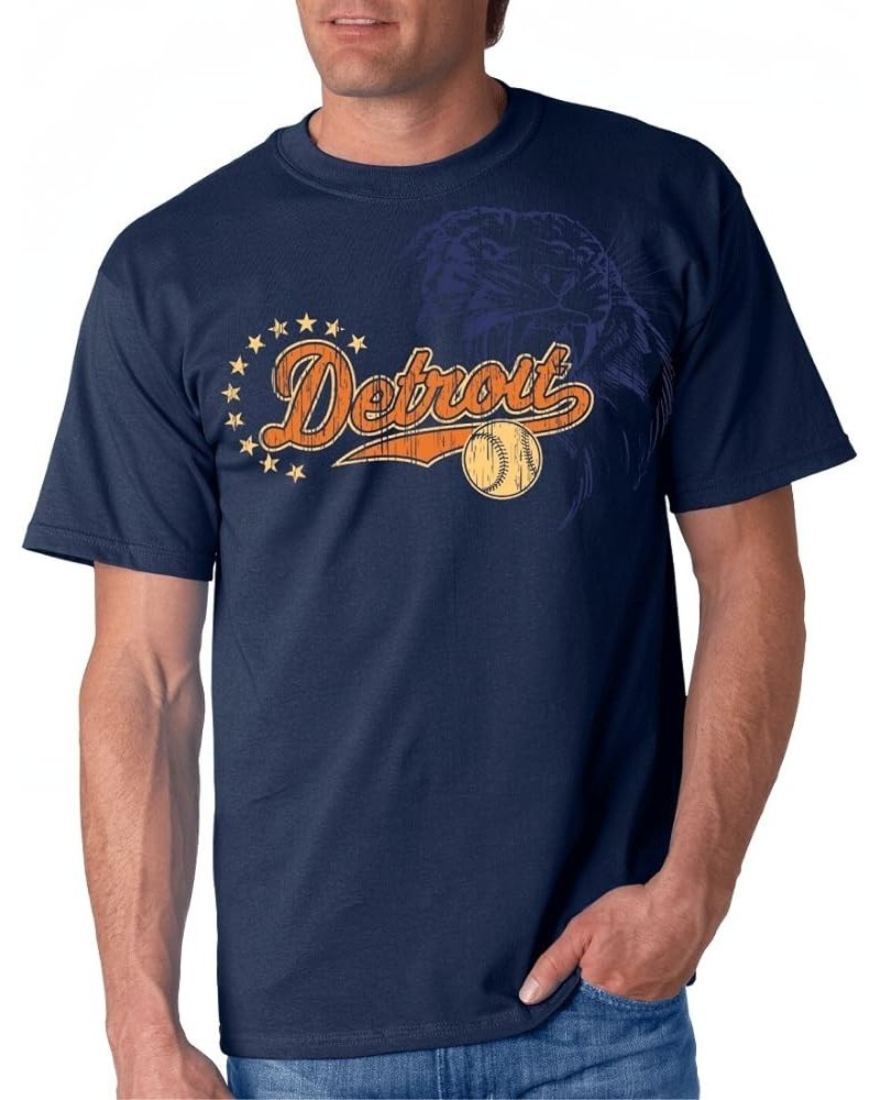 Men's & Women's Short Sleeve Baseball Shirt Detroit -Navy $14.33 T-Shirts