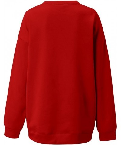 Fall Sweatshirts Women Pattern T-Shirt Early Autumn Women Long Sleeve T-Shirt Top 4-red $11.66 Activewear