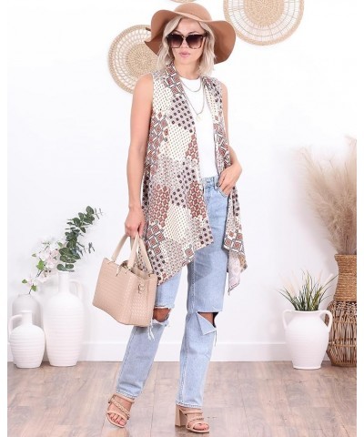 Womens Sleeveless Lightweight Summer Open Front Long Duster Cardigan Vest Plus Size Made in USA Dt53 $15.38 Sweaters