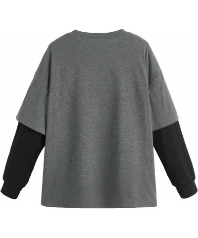 Women 's Gothic Y2k Graphic T-Shirt Long Sleeve Loose Fairy Grunge Sweatshirt Crew Neck Aesthetic Tees Top Grey&black $10.63 ...