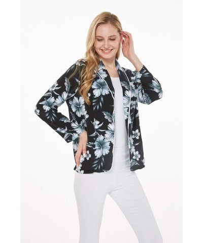 Matchable Family Hawaiian Luau Men Women Girl Boy Clothes in Midnight Bloom Women Women Ligth Jacket $13.50 Tops