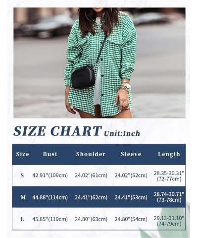 Women's Houndstooth Shacket Long Sleeve Plaid Jacket Casual Cardigans Trench Shirt Fashion Button Down Outwear Coat Green $8....