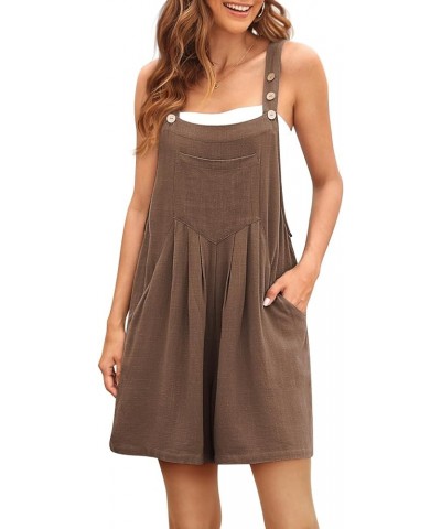 Jumpsuits for Women Casual Summer Shorts Overalls Button Up Comfy Rompers Sleeveless Jumpers with Pockets 2024 Coffee $13.99 ...