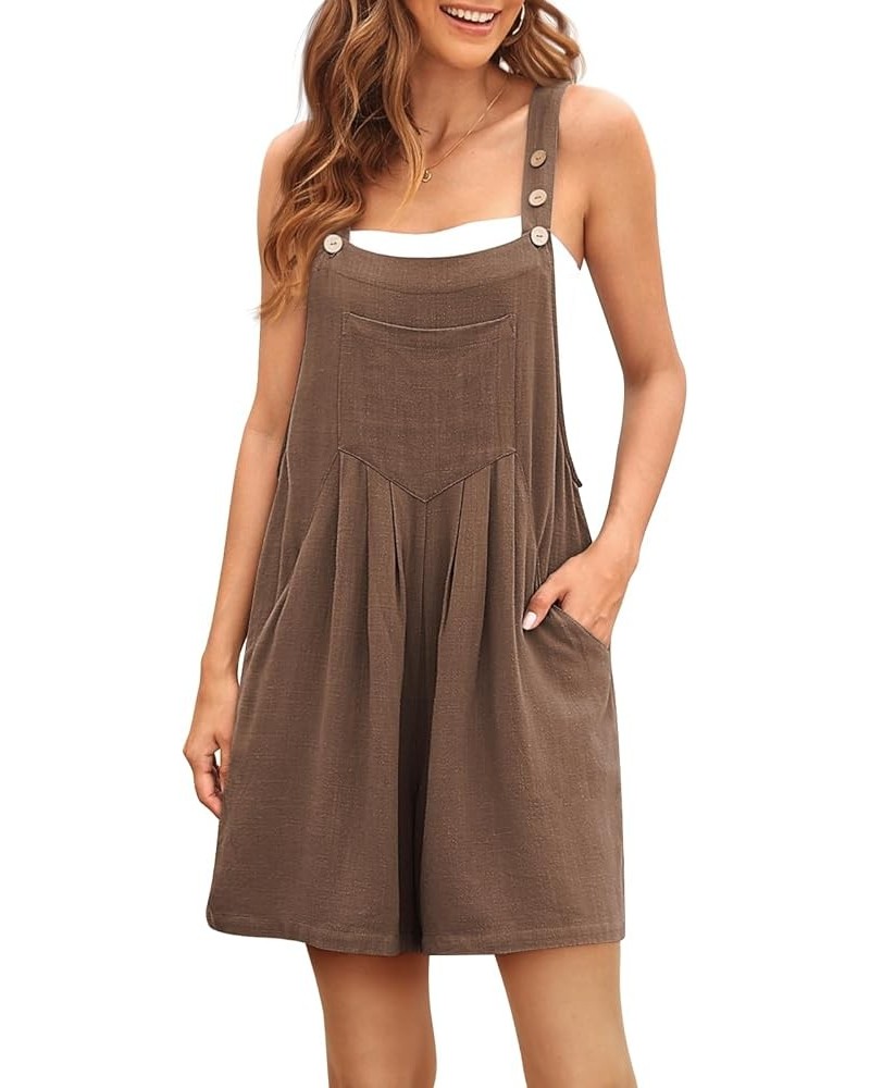 Jumpsuits for Women Casual Summer Shorts Overalls Button Up Comfy Rompers Sleeveless Jumpers with Pockets 2024 Coffee $13.99 ...