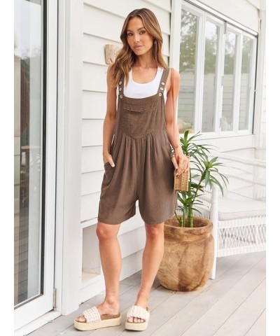 Jumpsuits for Women Casual Summer Shorts Overalls Button Up Comfy Rompers Sleeveless Jumpers with Pockets 2024 Coffee $13.99 ...