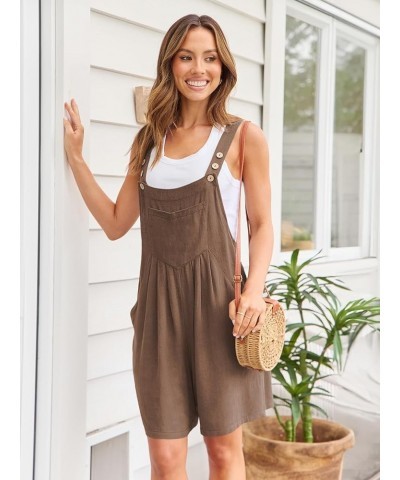 Jumpsuits for Women Casual Summer Shorts Overalls Button Up Comfy Rompers Sleeveless Jumpers with Pockets 2024 Coffee $13.99 ...