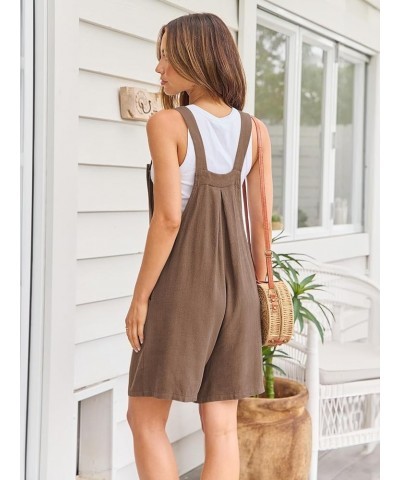 Jumpsuits for Women Casual Summer Shorts Overalls Button Up Comfy Rompers Sleeveless Jumpers with Pockets 2024 Coffee $13.99 ...