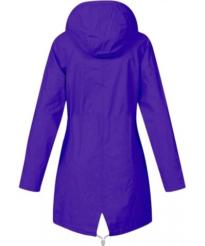 Women's Raincoat Windbreaker Zipper Hoodies Rain Jacket Waterproof Lightweight Outdoor Rain Coat Hooded Trench Coats 00-purpl...