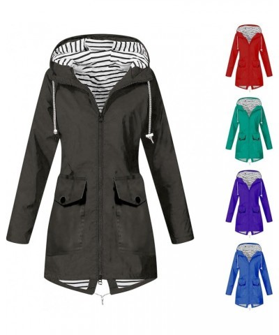 Women's Raincoat Windbreaker Zipper Hoodies Rain Jacket Waterproof Lightweight Outdoor Rain Coat Hooded Trench Coats 00-purpl...