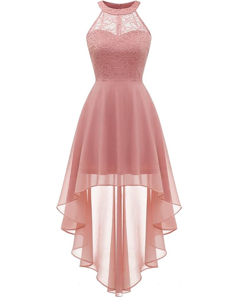 Women's Sleeveless Halter Floral Lace Formal Dress Cocktail Party Dress Bridesmaid Dress Hilo-blush $31.31 Dresses