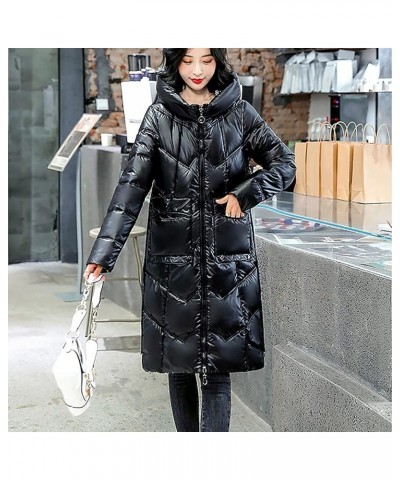 2023 Women's Long Down Coat Hooded Thickened Warm Winter Puffer Jacket Plus Size Floor Length Maxi Quilted Coats 03-black $25...