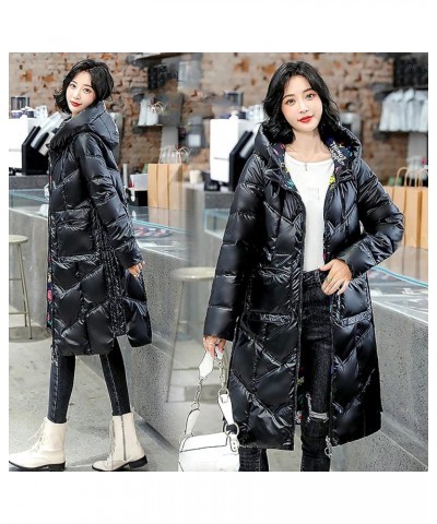 2023 Women's Long Down Coat Hooded Thickened Warm Winter Puffer Jacket Plus Size Floor Length Maxi Quilted Coats 03-black $25...