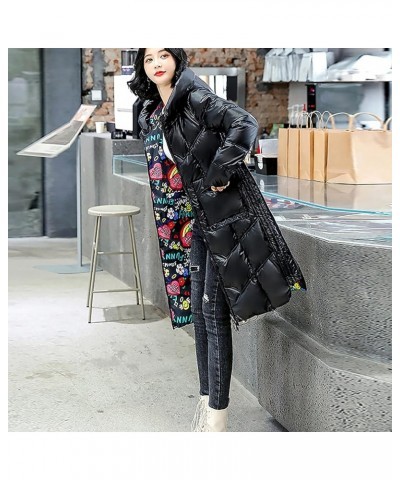2023 Women's Long Down Coat Hooded Thickened Warm Winter Puffer Jacket Plus Size Floor Length Maxi Quilted Coats 03-black $25...