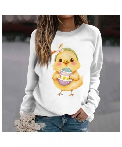 Easter Outfit Women Casual Loose Crew Neck Sweatshirts Long Sleeve Pullover Easter Eggs Bunny Print Shirts C-yellow $10.54 Ho...