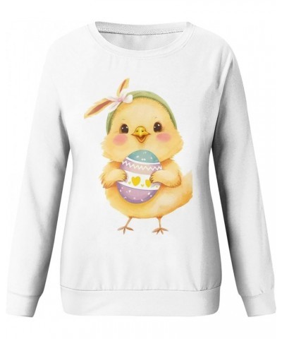 Easter Outfit Women Casual Loose Crew Neck Sweatshirts Long Sleeve Pullover Easter Eggs Bunny Print Shirts C-yellow $10.54 Ho...