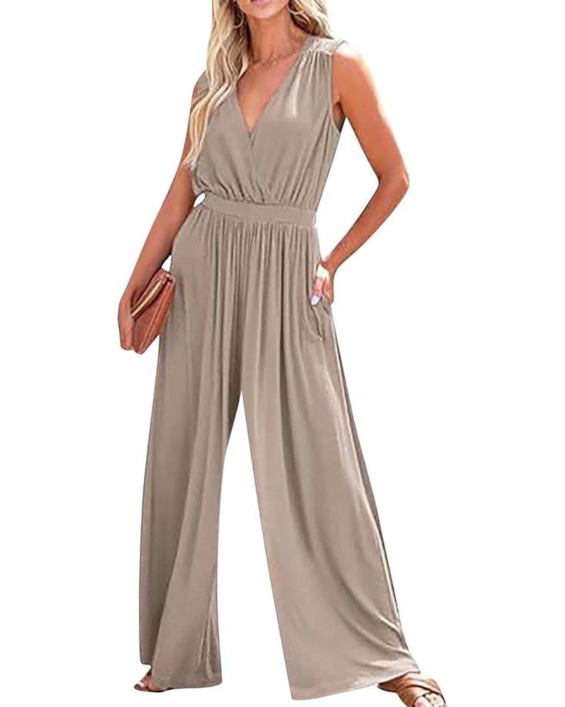 Women's Jumpsuits, Rompers & Overalls Slim Sexy Pocket Striped Round Neck Sleeveless Jumpsuit Jumpsuits 3-light Gray $10.00 J...