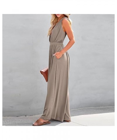 Women's Jumpsuits, Rompers & Overalls Slim Sexy Pocket Striped Round Neck Sleeveless Jumpsuit Jumpsuits 3-light Gray $10.00 J...