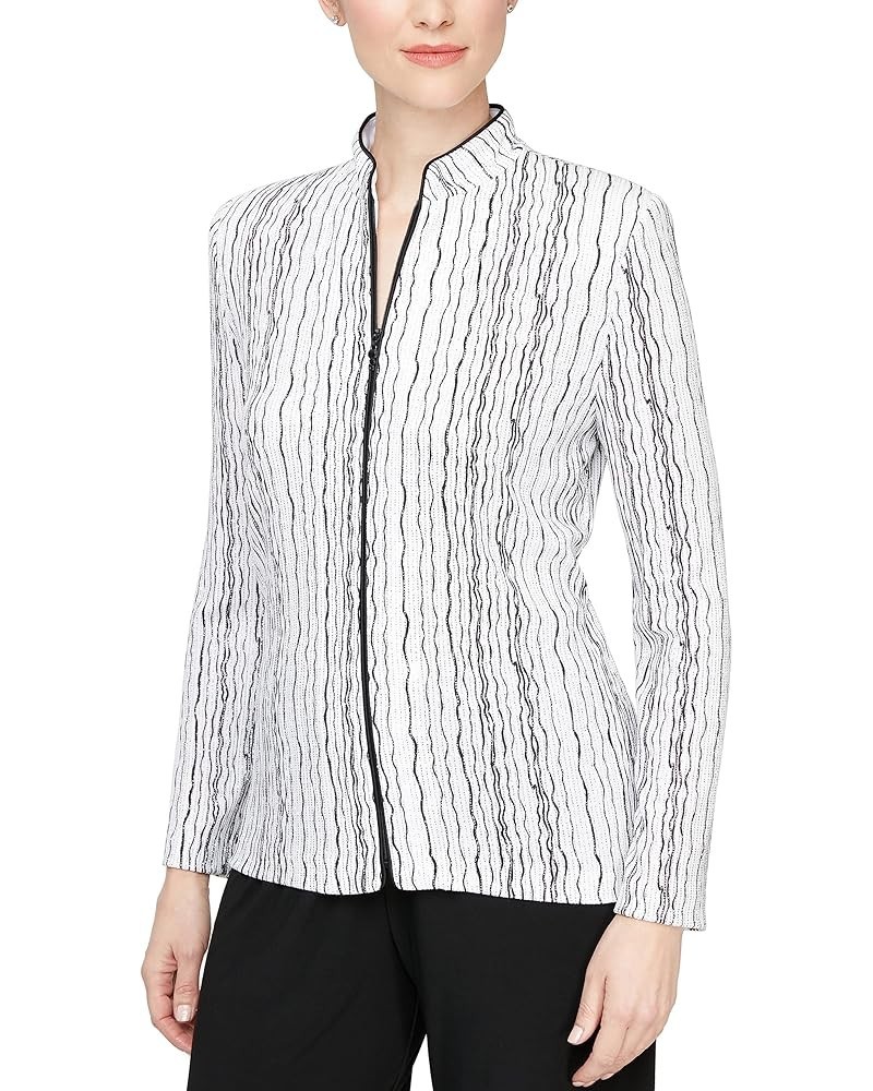 Women's Top and Jacket Set White Black Vertical $41.33 Suits
