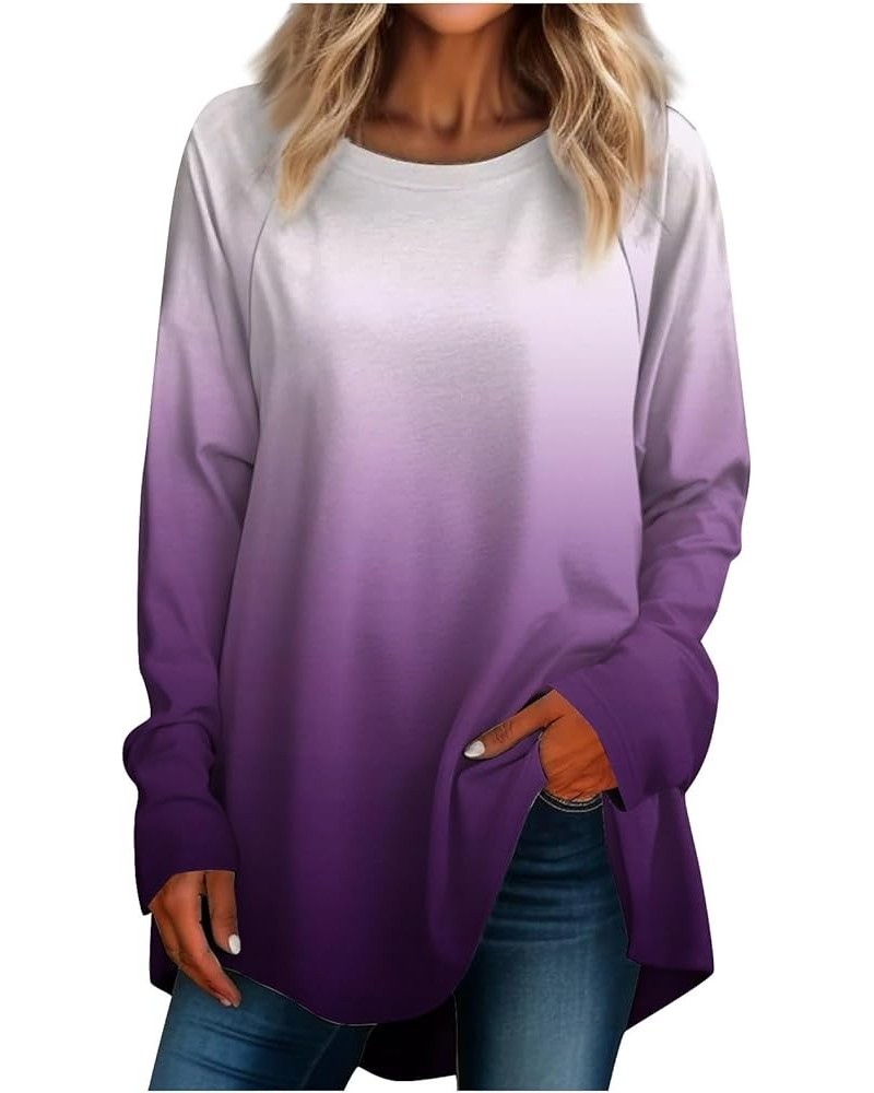Tunic Tops for Women Loose Fit Dressy Clothes for Leggings Fall Shirts Long Sleeve Crew Neck Pullover Blouses Db-light Purple...