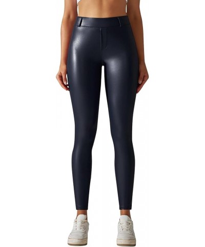 Black Faux Leather Leggings for Women Compression Leggings for Women Black Tights Women Plus Size Sequin Leggings Dark Blue-a...