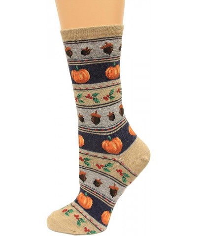 Thanksgiving Themed Crew Socks 1 Pair, Women's Shoe Size 4-10 / Sock size 9-11 Thanksgiving Fairisle Hemp Heather $8.39 Socks