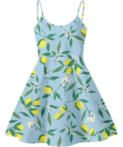 Women Girls Sleeveless Swing Dress Casual Beach Sundresss Lemon Print $12.41 Dresses