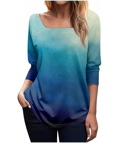 Womens Tops Casual Long Sleeve Tshirts Plus Size Top Sexy Square Neck Blouse Business Workout Pullover Sweatshirt 022- Blue $...