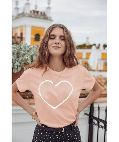 Love Heart Graphic Shirts for Women Valentine's Day T Shirt Teen Girls Cute Lover Gift Tee Top Red 2 $10.79 T-Shirts