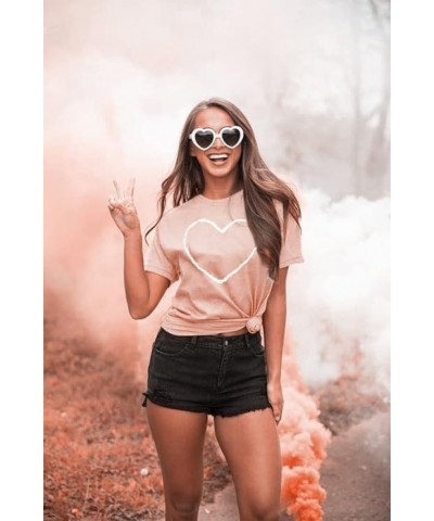 Love Heart Graphic Shirts for Women Valentine's Day T Shirt Teen Girls Cute Lover Gift Tee Top Red 2 $10.79 T-Shirts