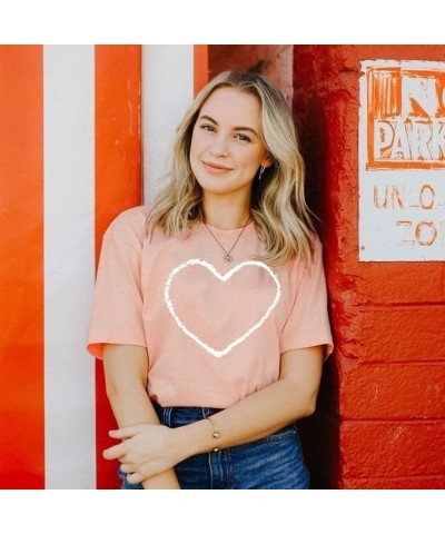 Love Heart Graphic Shirts for Women Valentine's Day T Shirt Teen Girls Cute Lover Gift Tee Top Red 2 $10.79 T-Shirts