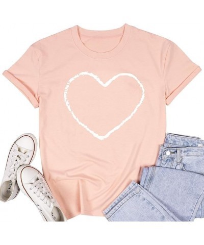 Love Heart Graphic Shirts for Women Valentine's Day T Shirt Teen Girls Cute Lover Gift Tee Top Red 2 $10.79 T-Shirts
