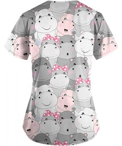 Womens Animal Scrub Tops Plus Size Stretch Cute Fun Kids Friendly Designs Nurse Scrubs with Double Layer Pockets 02-gray $11....