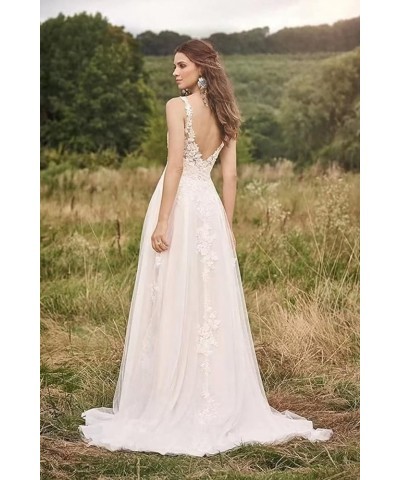 V-Neck Ruffle Wedding Dress for Bride Lace Appliques Sleeveless Gown with Belt A-Line Bridal Ball Gown HS01 A-ivory $57.50 Dr...