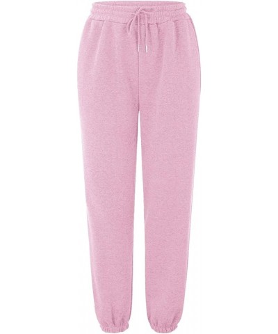 Womens High Waisted Sweatpants with Pockets 2024 Fall Y2k Jogger Pants Baggy Lounge Trousers Cinch Bottom Sweatpants A08-pink...