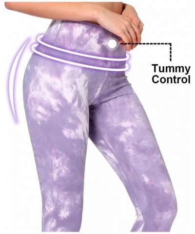 High Waisted Compression Leggings with Pockets for Women Soft Black Tummy Control Leggings Yoga Pants for Running Purple-inse...