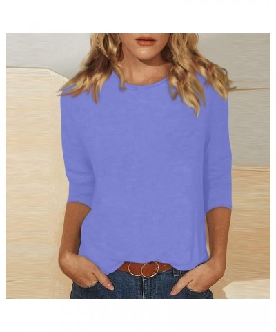 3/4 Sleeve Shirt for Women, Ladies Summer Fashion Shamrock Print T-Shirt Cute Graphic Tees 2024 6-purple $9.79 Activewear
