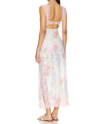 Women Bohemian Dress Long Sleeve Off Shoulder A Line Tiered Maxi Dress Loose Casual Beach Sundress J Pink Lace Dress $26.88 D...