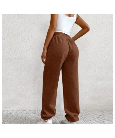 Womens Sweatpants Cinch Bottom Baggy Cotton Elastic High Waisted Sweat Pants Workout Lounge Trousers with Pockets Ja03-brown ...