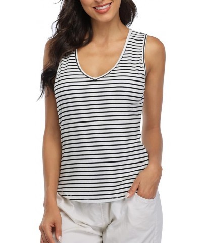 Shelf Bra Tank Tops Racerback Workout Tops Yoga Shirt Women's Cotton Undershirt 2 Pack No Bra - 1 Pack - Short - Stripe $11.4...