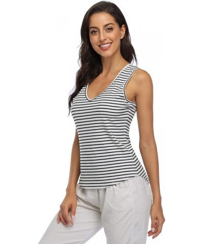 Shelf Bra Tank Tops Racerback Workout Tops Yoga Shirt Women's Cotton Undershirt 2 Pack No Bra - 1 Pack - Short - Stripe $11.4...