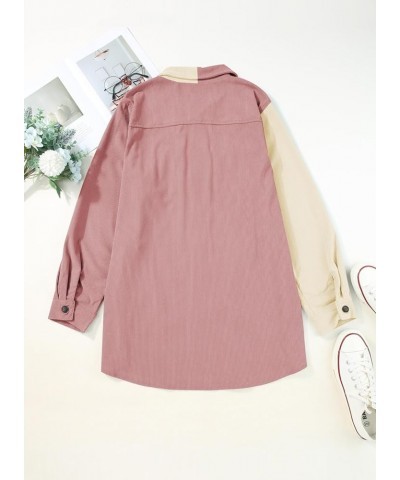 Womens Plus Size Long Sleeve Button Down Boyfriend Shirts Casual Plaid Shacket Jacket Coats(1X-5X) B1 Rose $22.50 Tops