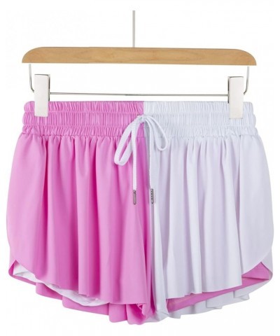 Womens Flowy Athletic Shorts for Women Gym Yoga Workout Running Bike Sweat Spandex Skirt Comfy Lounge Clothes White-hot Pink ...